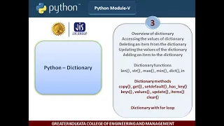 Python Module-V Lecture-3 Dictionary Dictionary methods copy get setdefault has - key