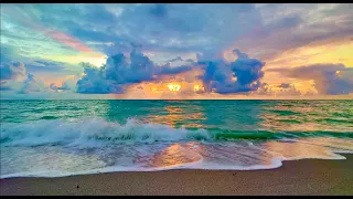 4K Rare Sunrise Tranquility 7 Hours Soothing Ocean Waves Greeting Sunrise Calm Beach Sounds 