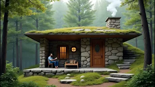 Forest Survival: Building a Stone Cabin, Hunting, Fishing, and Cooking Off Grid