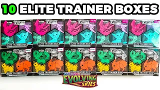 Opening 10 Pokemon Evolving Skies Elite Trainer Boxes 80 Booster Packs