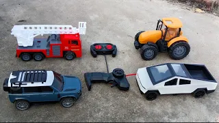 Rc John Deere 5105 Tractor And Tesla Cyber Truck Rc Defender Fire Truck Unboxing & Testing