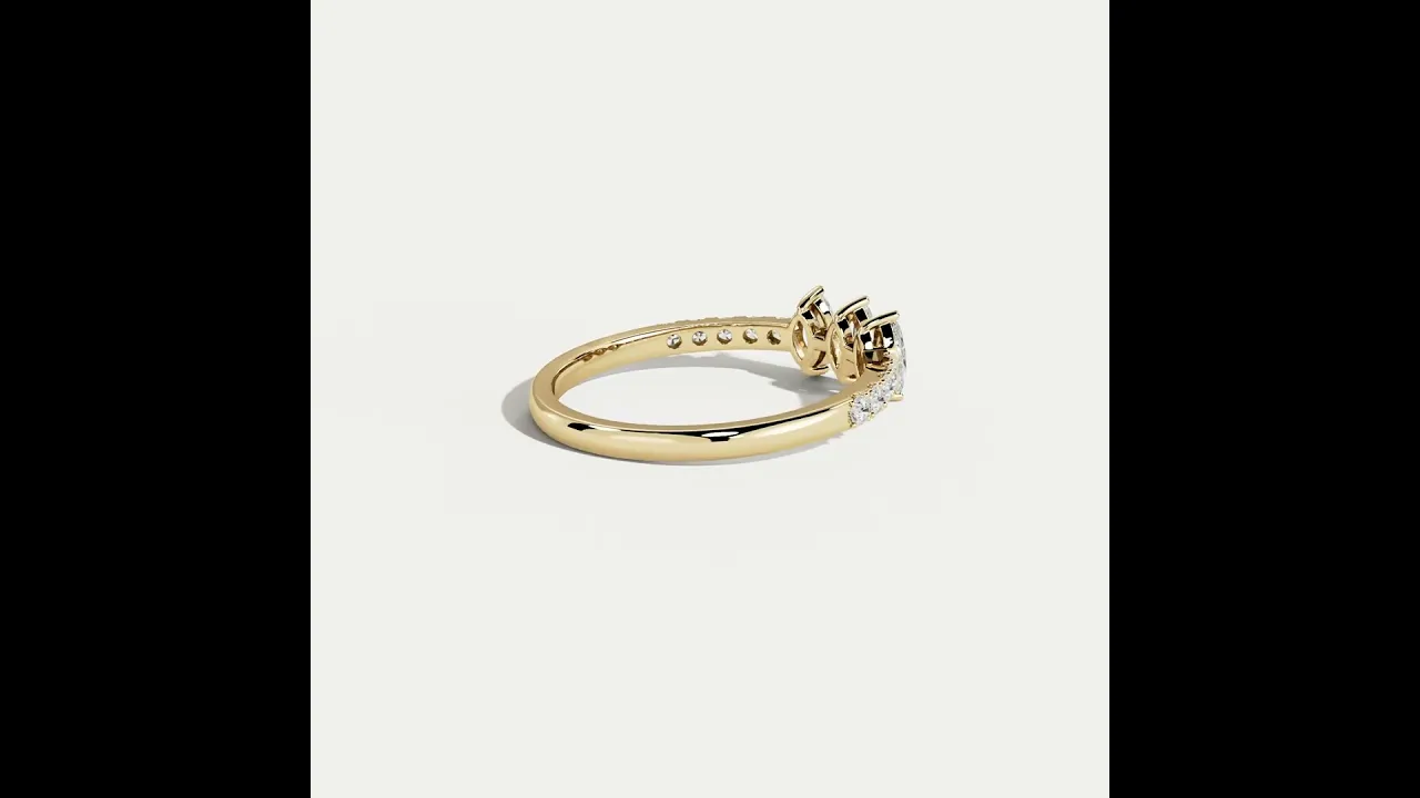 Floating Marquise Lab-Grown Diamond Three-Stone Pavé Ring
