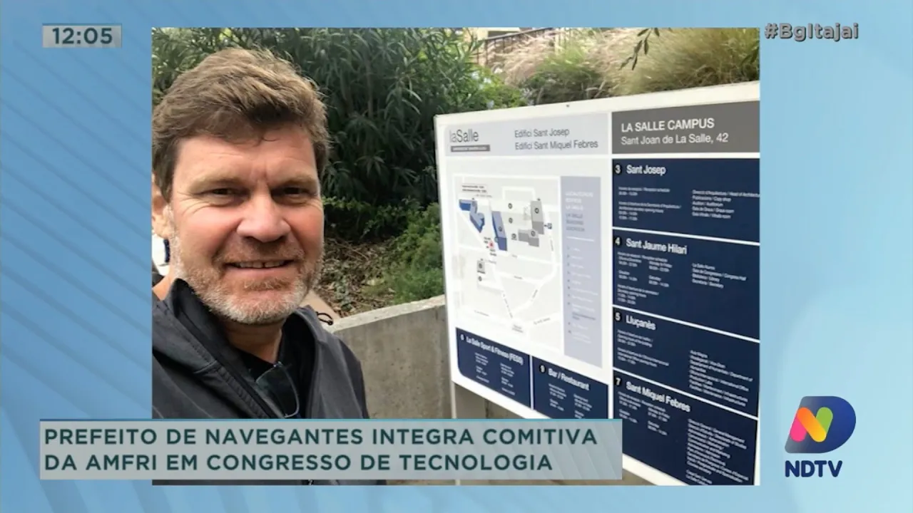 Prefeito de Navegantes integra comitiva da AMFRI em congresso de tecnologia em Barcelona