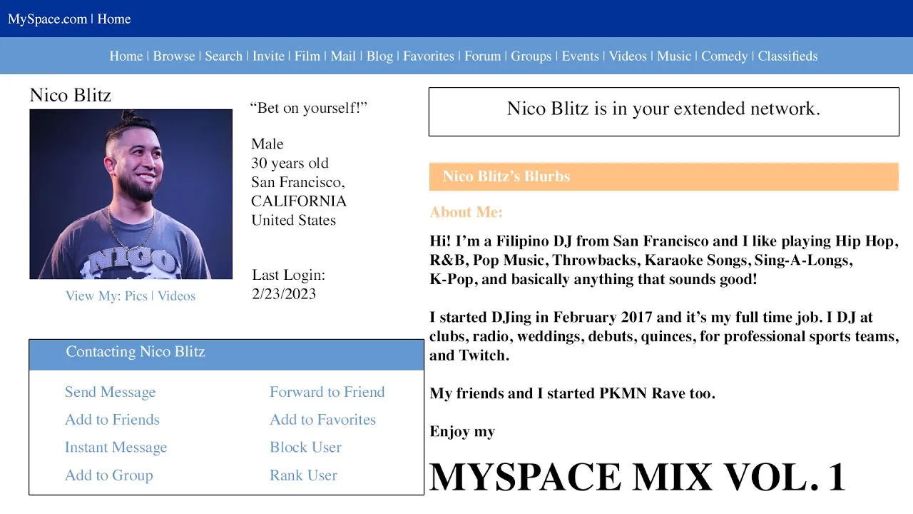 MySpace Songs Mix (Part 1) - Nico Blitz @nicoakablitz MySpace Songs Mix (Part 1) - Nico Blitz @nicoakablitz