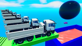 Smallest Truck on Biggest Truck vs Stairs w Portal Trap - Trucks vs Deep Water - BeamNG.Drive #114