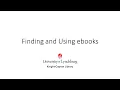 Finding and Using e-books