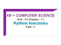 12th Computer Science Unit 2 Chapter 7 Python Function Part-1