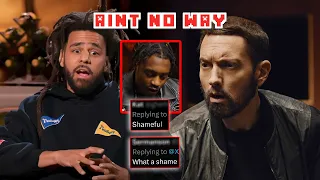 eminem no way rapper slammed over eminem question kendrick and drake fans drag j cole