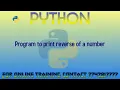 Program to print reverse of a number in python in hindi