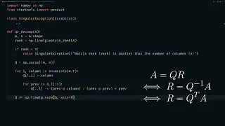 QR decomposition with Gram-Schmidt in Python