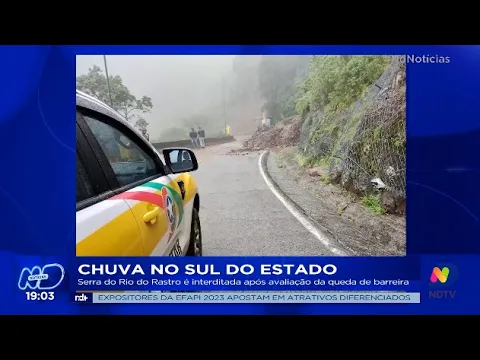 Chuva no Sul do Estado: Serra do Rio do Rastro é interditada após avaliação da queda de barreira