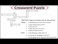 English Crossword Puzzle with Answers Vocabulary Crossword Puzzle