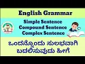 SIMPLE COMPOUND COMPLEX SENTENCE Kannada Explanation