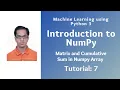 Introduction to NumPy Tutorial 7 Matrix and Cumulative Sum in Numpy Array