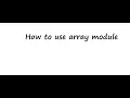 How to use Array Module In Python