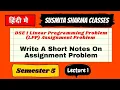 DSE 1 Linear Programming Problem LPP Assignment Problem Semester 5 Lecture 1