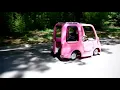 Getting creative with a pink Power Wheels Barbie Dream Camper amid high gas prices