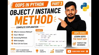 Object Instance Method in Python OOPS Part 3 pythonkashi