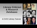 Tutorial - Literary Research