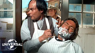 high plains drifter the strangers iconic barber shop showdown clint eastwood