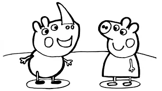 Drawing Peppe Pig & Mr. Rhino | Coloring Pages for Kids