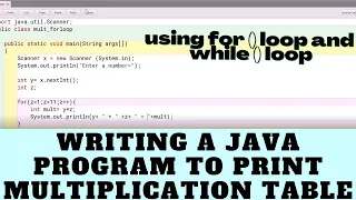 Writing A Java program To Print Multiplication Table of Any Integer Using Loops GK And Coding Hub