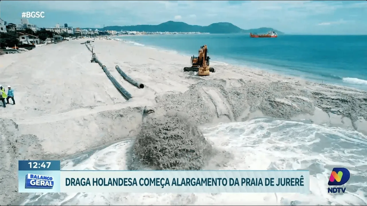 Jurerê se transforma: draga holandesa inicia projeto de alargamento da praia