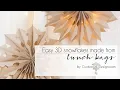 Easy paper bag snowflakes using lunch bags
