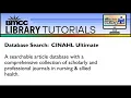 Database Search CINAHL Ultimate