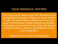 Feedback Request The PHP Basics