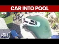 Car plunges into pool on Long Island