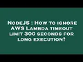 NodeJS How to ignore AWS Lambda timeout limit 300 seconds for long execution