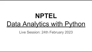 Data Analytics with Python Live Interaction Session 3 - Probability Distributions