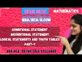 Conditional and biconditional statements Questions truth tables BBA Maths BCA Maths