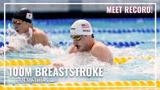 Van Mathias Secures Gold and Meet Record in 100M Breaststroke 2026 Pan Pacific Championships
