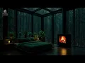 Rainy Night in a Forest Cabin with a Glowing Fireplace (No Ads) 🌧 Calm Sounds for Deep Relaxation