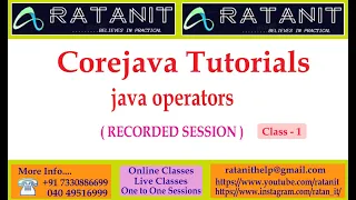 core java tutorials java operators by Mr Ratan class-01