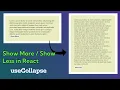 How to make Read More Read Less button in React JS React Collapsed useCollapse