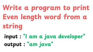 even length word in a string java program java programming