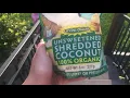 Feeding the chickens shredded coconut