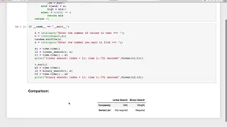 Python Linear Search Versus Binary Search