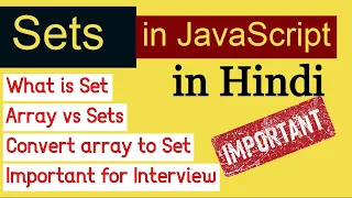 JavaScript Sets in Hindi Advance JavaScript tutorial in Hindi JavaScript set