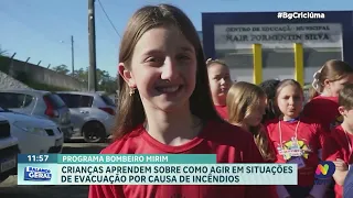 Alunos aprendem evacuação escolar com projeto Bombeiro Mirim em SC