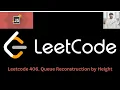 Leetcode 406 Queue Reconstruction by Height FENWICK TREE JAVASCRIPT