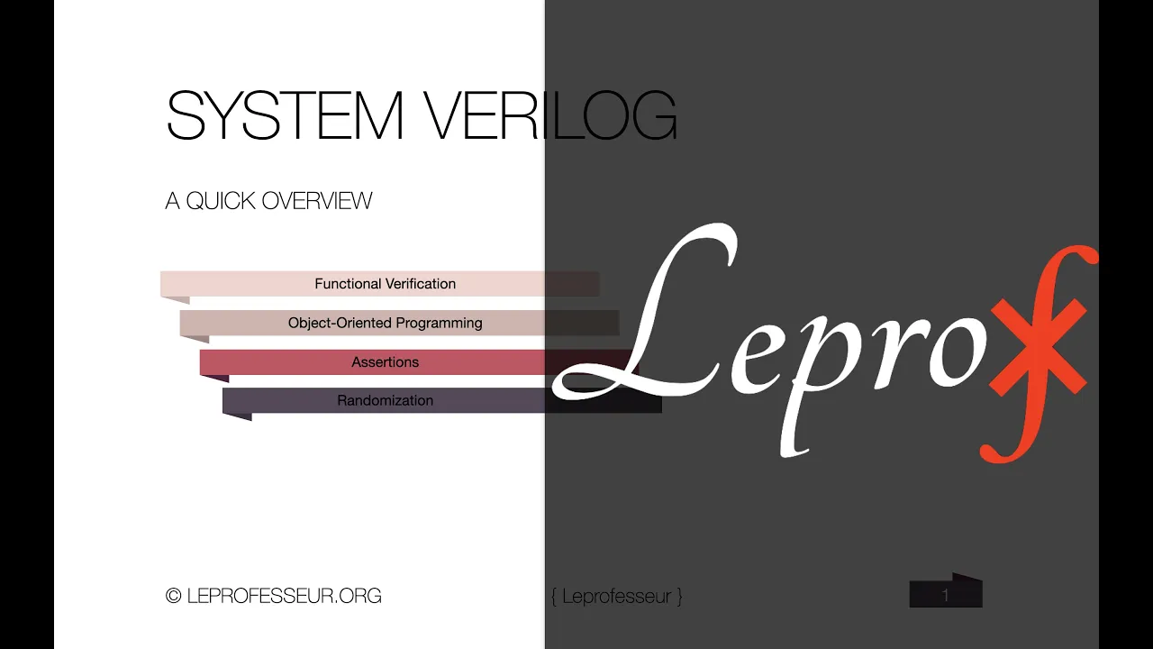 ⨘ } VLSI } System Verilog } Quick Overview for Design Verification } LE PROF }