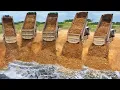 Download Lagu Great Fill up land! Processing Dump truck unloading soil with Dozer D60P PushingSoil drop into water