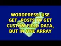 Wordpress use get - posts to get custom field data but in one array 2 Solutions