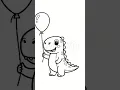Adorable Blue Dino with a Red Balloon Printable Coloring Pages for Kids Adults Kolorvia