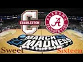 1 Alabama VS 12 Charleston Sweet 16:Ncaa Basketball 10 March Madness Simulation