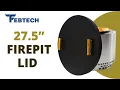 FEBTECH 27 5 Round Fire Pit Cover Lid Steel Heat-Resistant Design with Dual Wooden Handles Outdoor